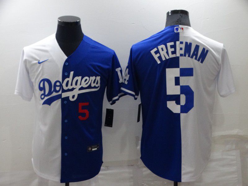 Men Los Angeles Dodgers 5 Freeman white blue Game Nike 2022 MLB Jersey